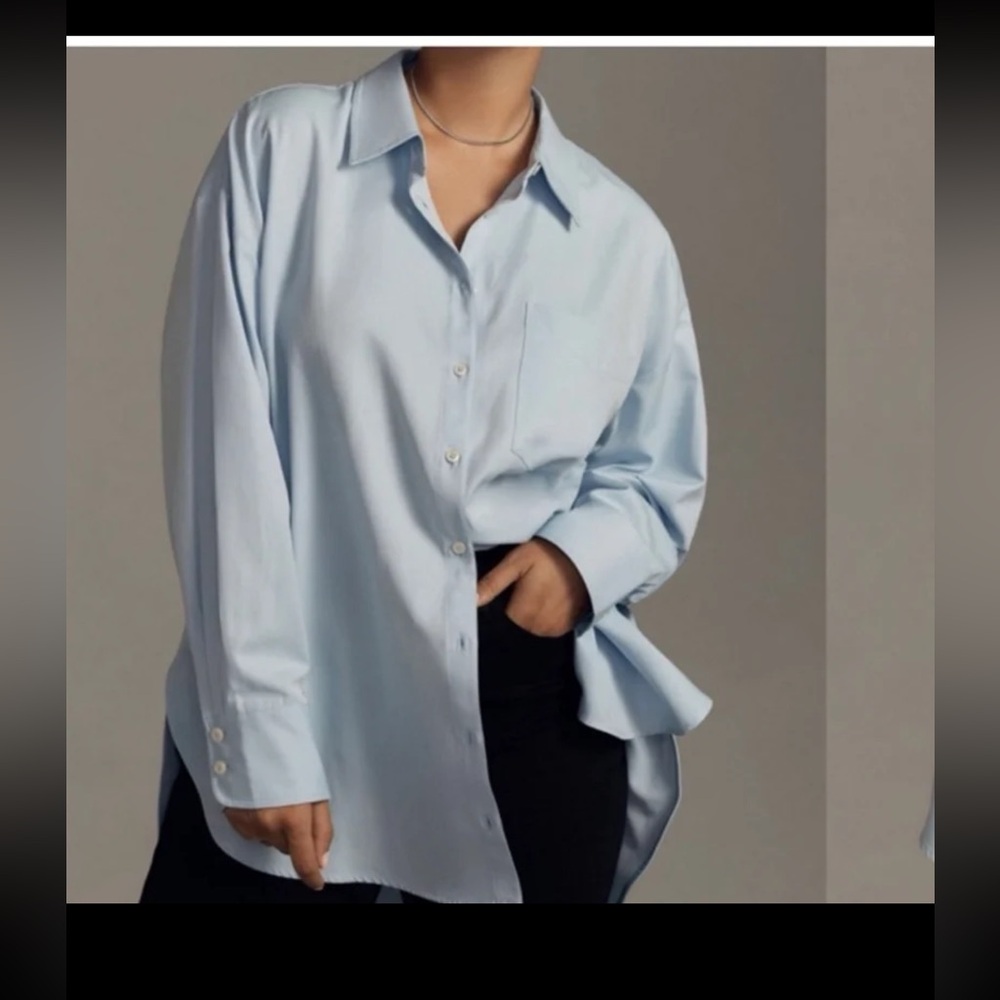 Anthropologie Maeve Oversized Buttondown Shirt in Violette Blue size XL - Picture 2 of 12